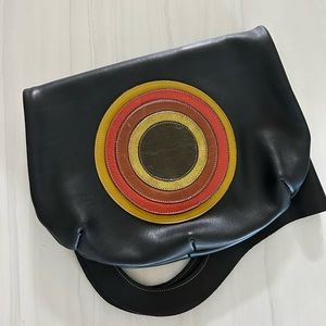 UNIQUE Leather Bag Black Boho Style Bag Purse Vintage NWOT